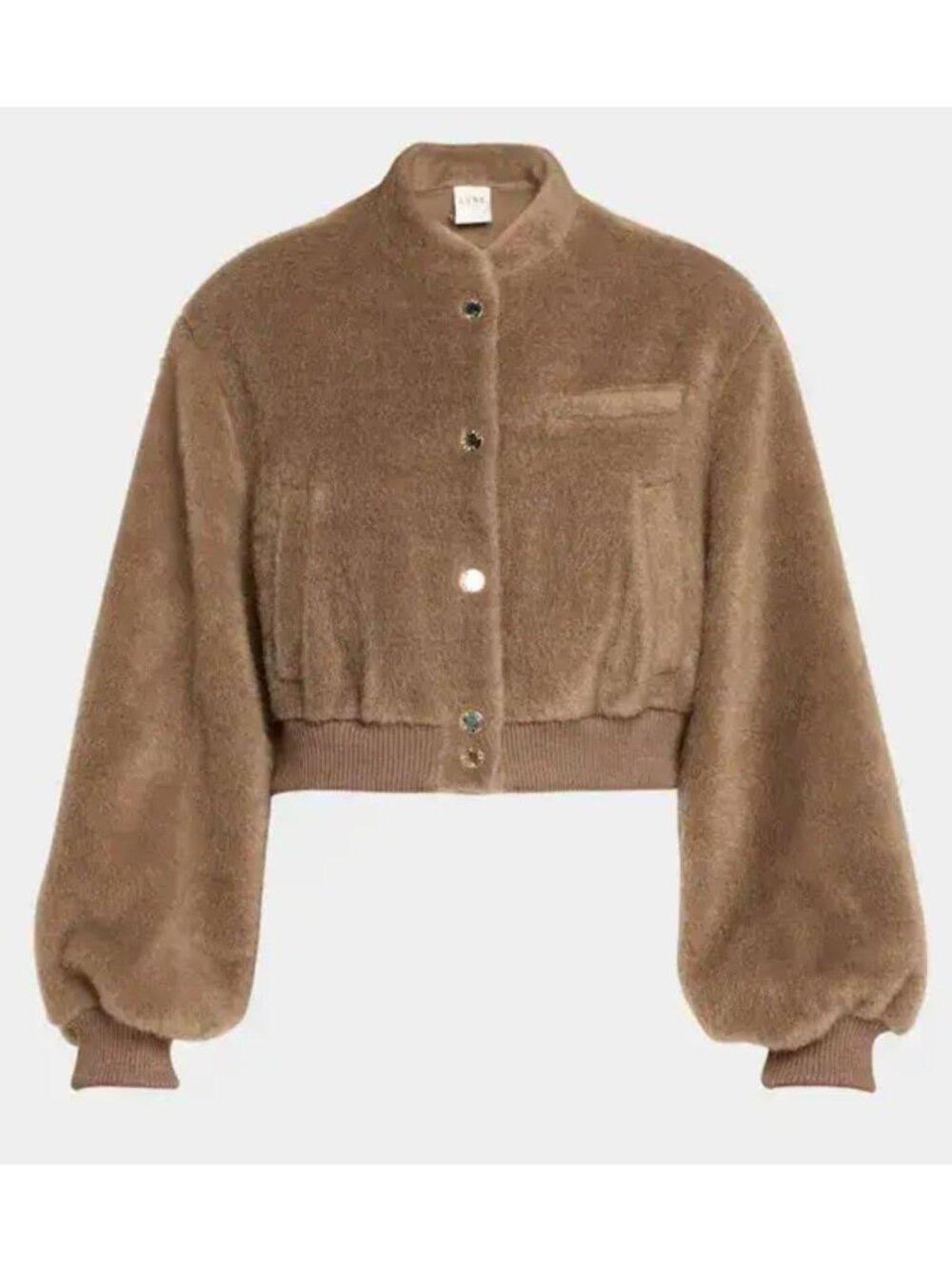 NWT Lune Active Reina Jolie Vegan Mohair Bomber Jacket In Truffle Size XS